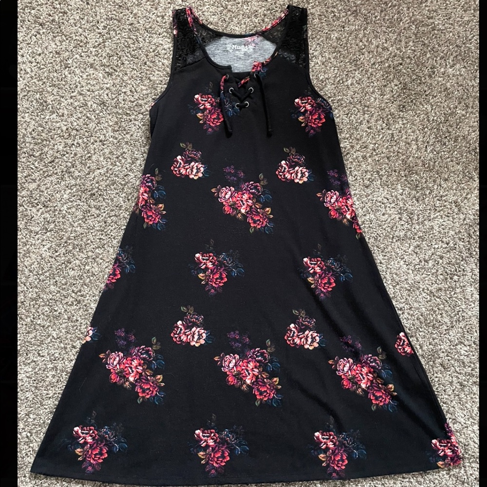 Girls Mudd brand black floral tank dress